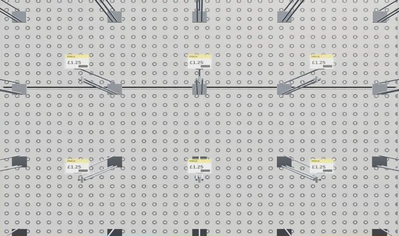 Top-down plan render of the store layout